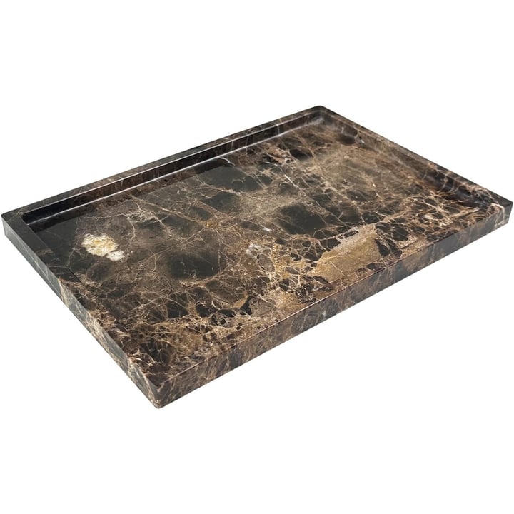 Dark brown natural marble tray with pale veining